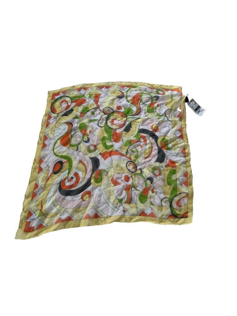 100 Silk Yellow Orange Paisley Silk Scarf 20x20 Deadstock